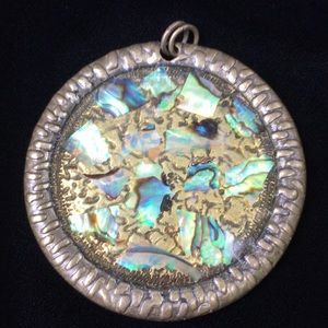 Vintage Abalone Necklace Large Pendant like New 💚
